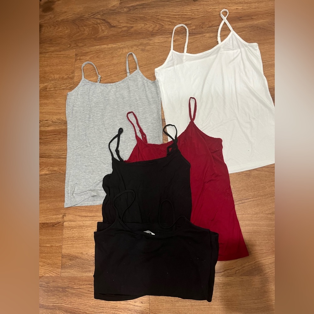 3/$15 New lot 5 tank tops soft modal adjustable straps  medium red white grey